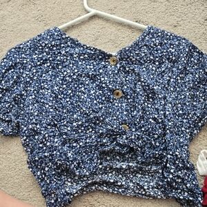 SO Blue Floral Blouse